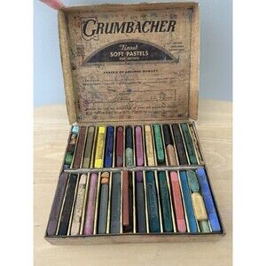Vintage Grumbacher Set No 2 Soft Pastels Original Box Set of 24 Pastels